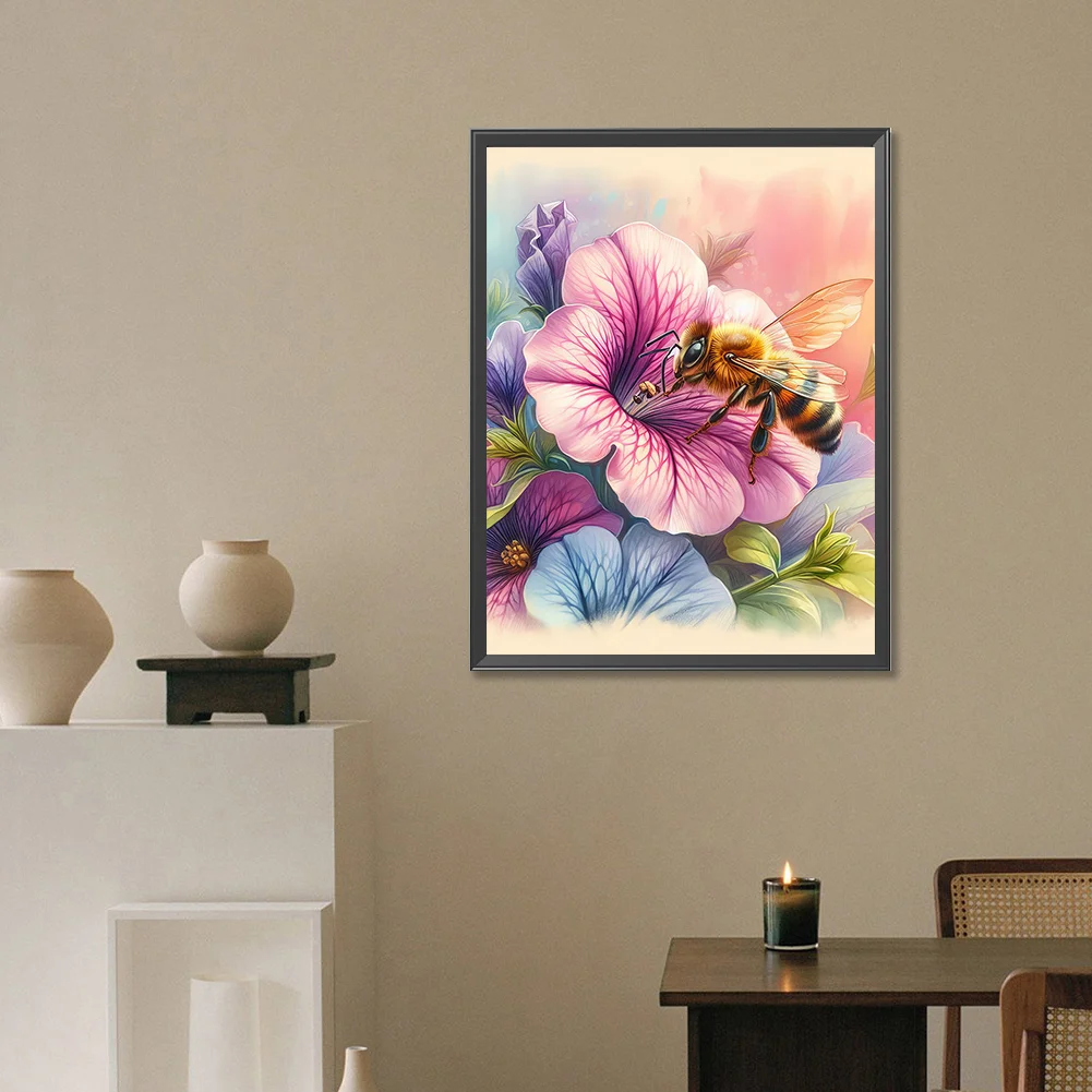 Full Round Diamond Painting 30*40cm - Flower Bee