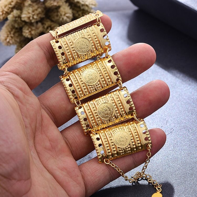 24K Luxury Coin Mens Hand Chain Bracelets