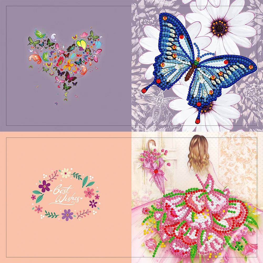 12pcs DIY Diamond Painting Greeting Cards Birthday Thanks Embroidery Postcard