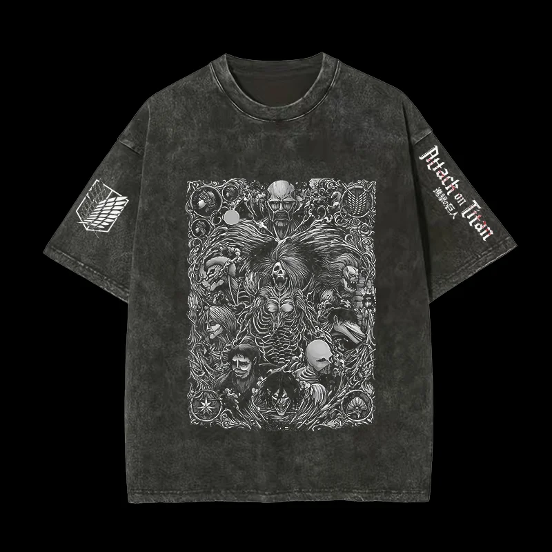  Attack on Titan  Printed Men's Washed T-Shirt