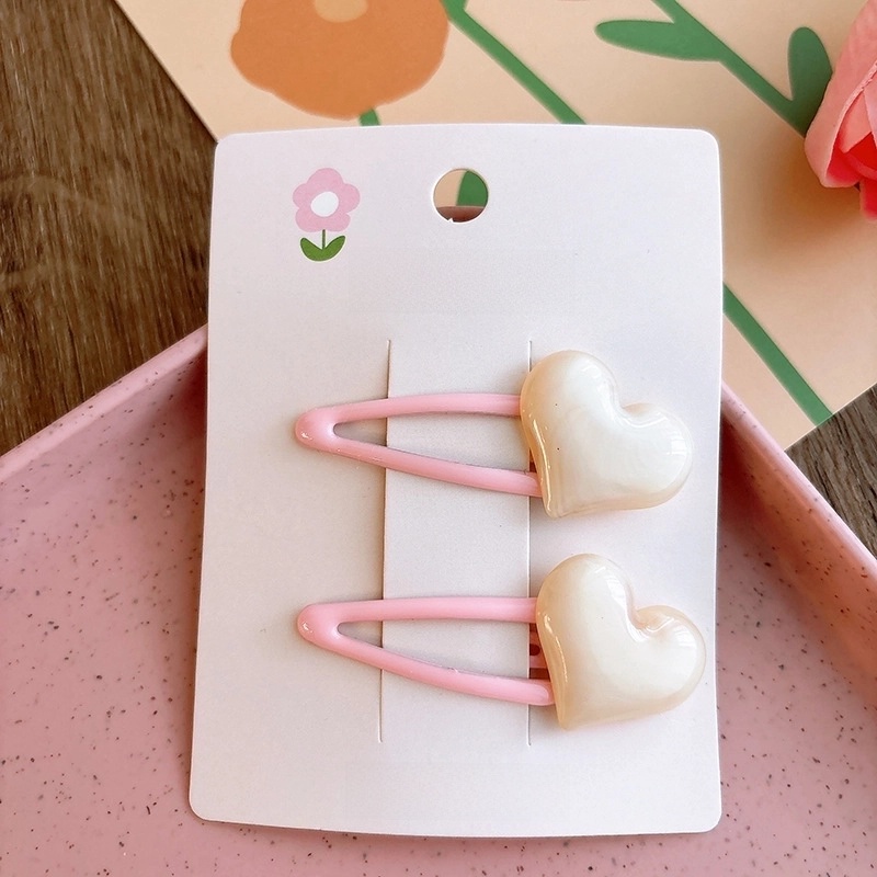 Spring New Sweet Pink Bow Bangs BB Clip Pinky Beige Girl Heart Children Barrettes Hair Accessories