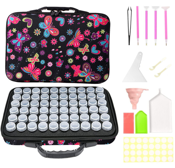 

Balck Butterfly 60 Cells Diamond Painting Accessories Bag Kit, 501 Original