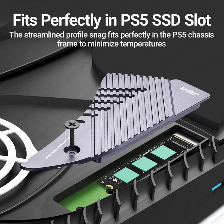 JEYI PS5 SSD Heatsink, Large Area Solid Aluminum Cooler Thermal Pads  for Playstation PCIe NVMe With RGB Version