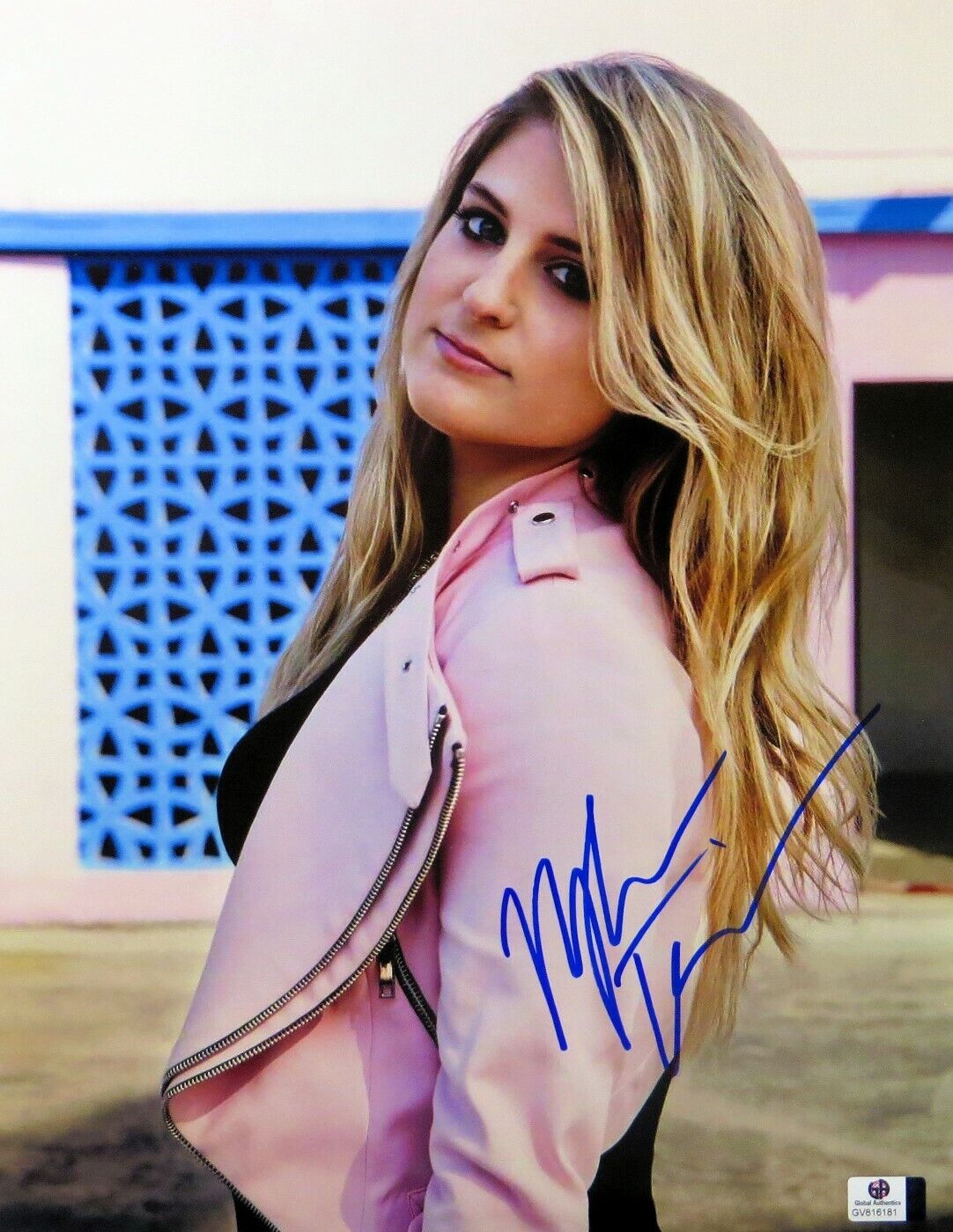 Meghan Trainor Signed Autographed 11X14 Photo Poster painting Sexy Pink Leather Jacket GV816181