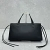 Women Handbag Real Leather Stylish Cabas Rectangle Tote Bag Black Brown 21x40x12 cm