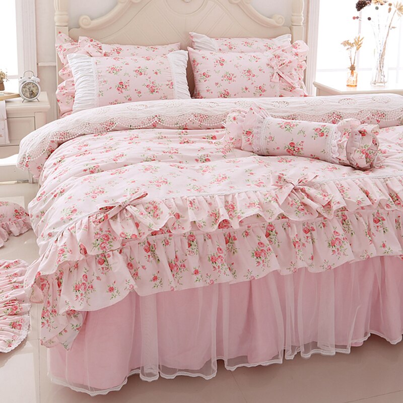 100 Cotton Floral Printed Princess Bedding Set Twin King Queen Size