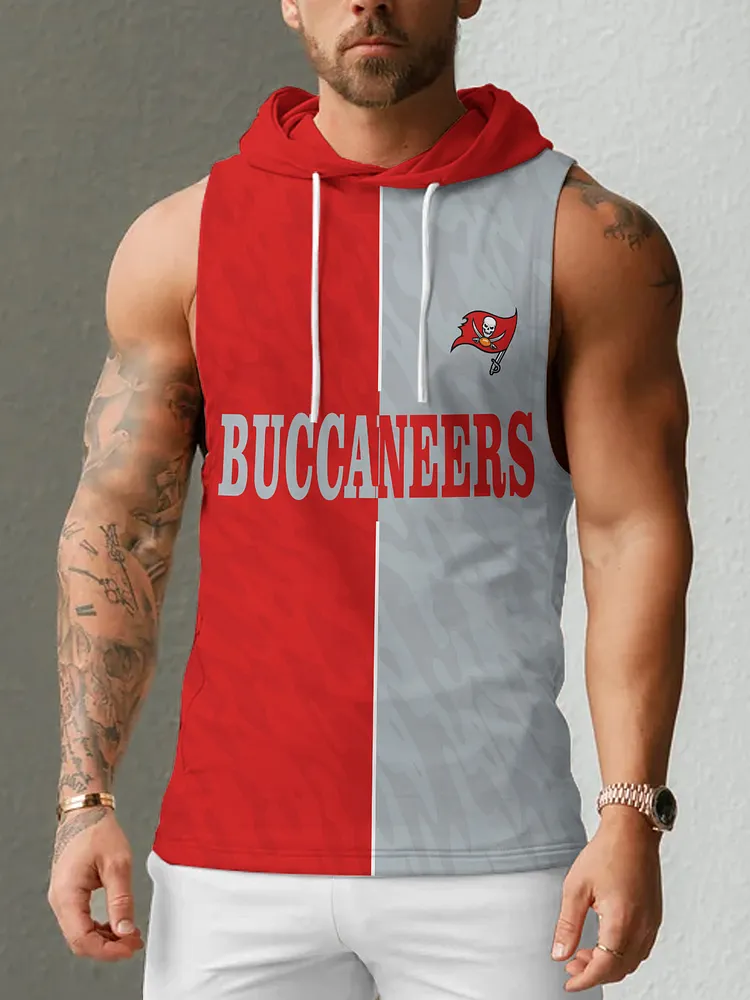 Tampa Bay Buccaneers Men's  Casual Comfy Sleeveless Hooded Tank Top