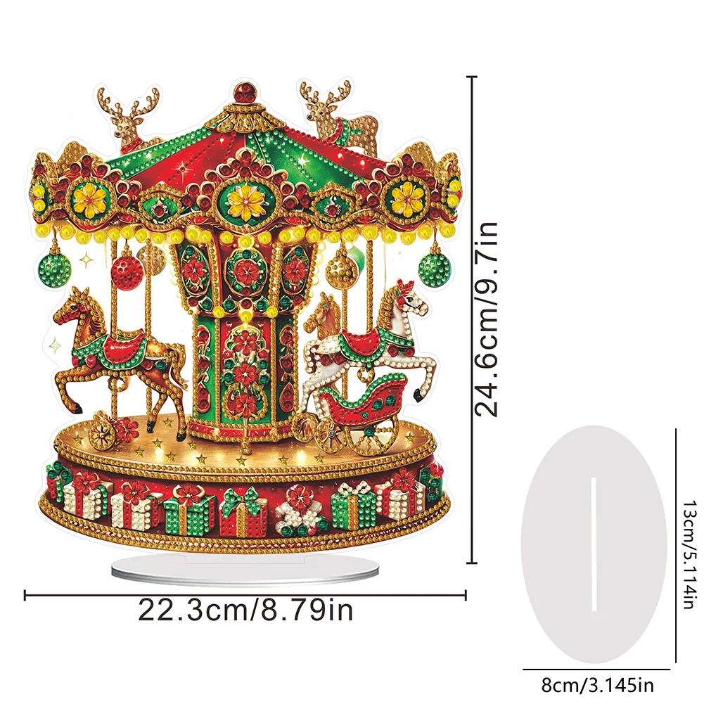 DIY Christmas Carousel Acrylic Diamond Painting Desktop Ornaments Kit for Adults