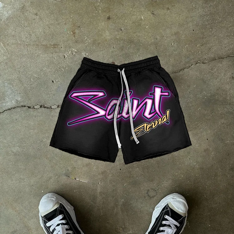 Casual Saint Graphics Drawstring Street Shorts SOPULA