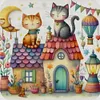 Cat And House-11CT Stamped Cross Stitch 40*40cm/15.75*15.75in tapestrymarket