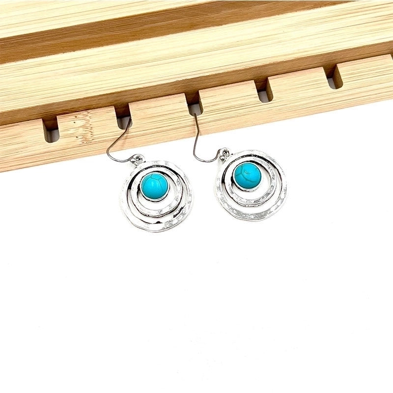 New  Hot Sale Turquoise Earrings Suit Women’s Bohemian Retro Personalized Ethnic Style Alloy Earrings