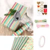6PCS Colorful Cyan Mint Green Festive Gift Wrapping Paper