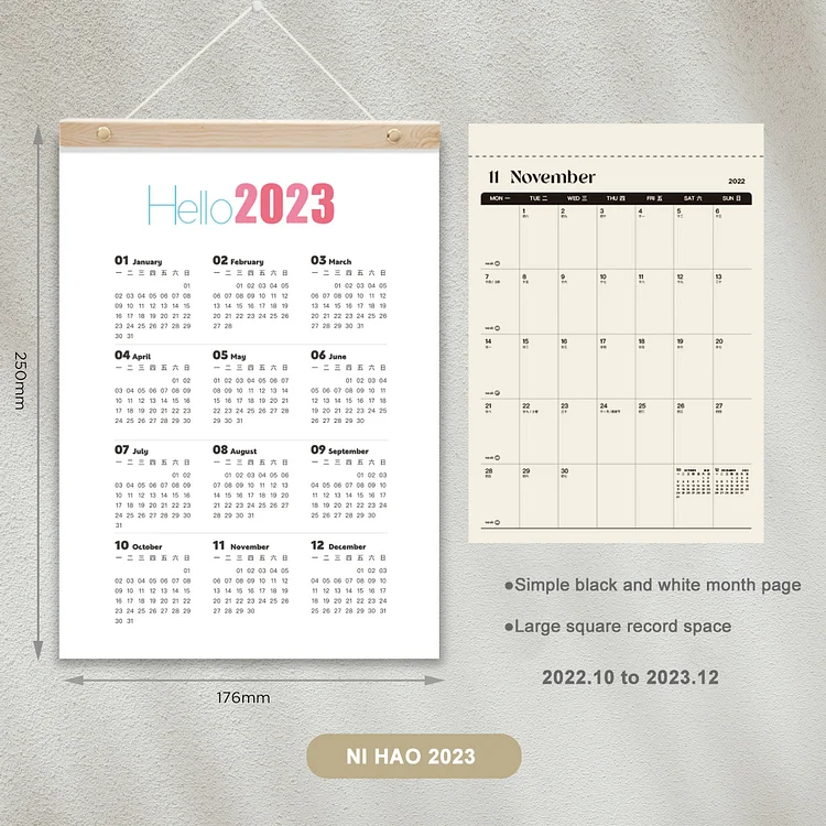 JOURNALSAY 2023 Simple Multifunctional Wall Calendar Student Planning Schedule To Do List
