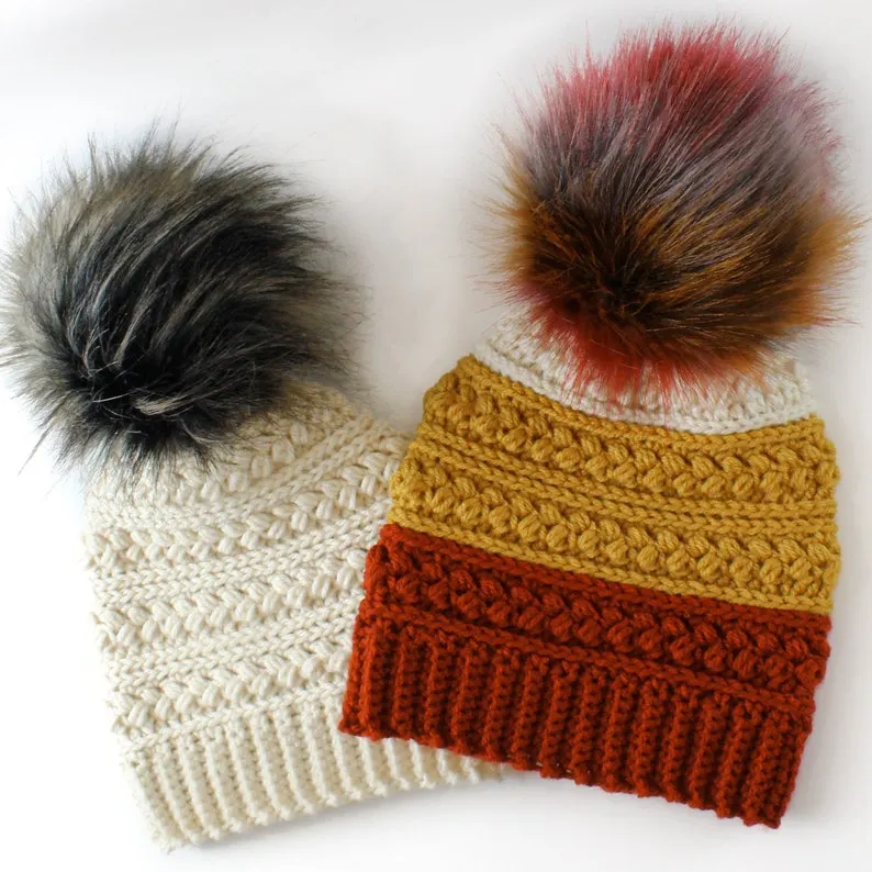Easy Crochet pattern-Crochet hat&ndash;MADISON Beanie Hat Pattern-Crochet hat pattern PDF-Crochet beanie Pom Pom (Toddler-Child&ndash;Teen- Adult sizes)