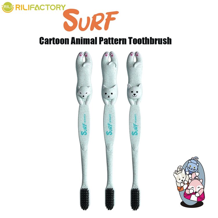 Cartoon Animal Pattern Toothbrush Rilifactory