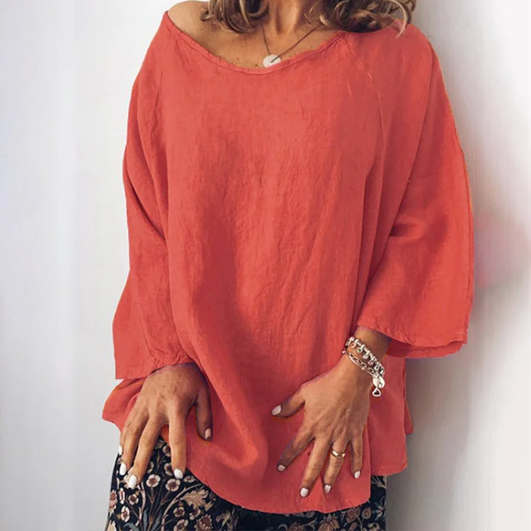 Loose Crew Neck Solid T-Shirt