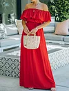 Solid Color Off-The-Shoulder Maxi Dress