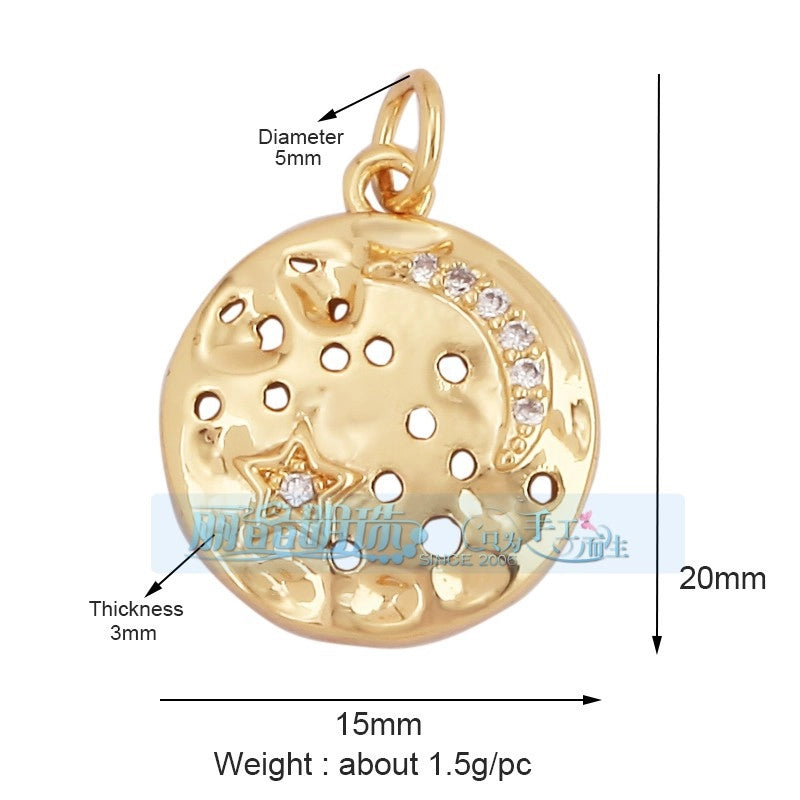 1 Piece 15 * 21mm 18 * 23mm 9*16mm Copper Zircon Sun Star Lightning Pendant Jewelry Accessories