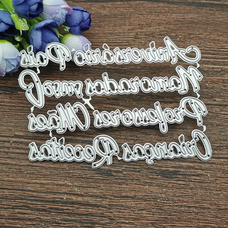 8Pcs Portuguese words Metal Cutting Dies Stencils For DIY Scrapbooking Decorative Embossing Handcraft Die Cutting Template