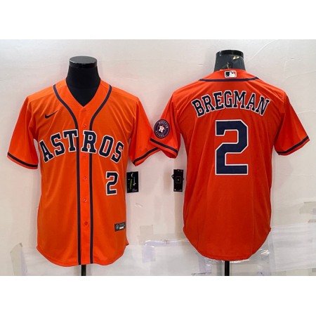 Men's Houston Astros #2 Alex Bregman Orange With Patch Cool Base Stitched Jersey PHXU
