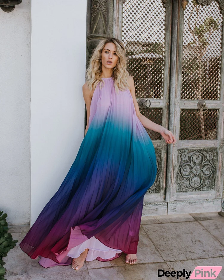 Summer Halter Gradient Maxi Dresses