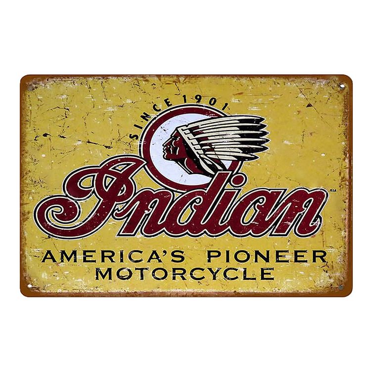 Indian Motorcycle - America's Pioneer Motorcycle Vintage Tin Signs/Wooden Signs - 7.9x11.8in & 11.8x15.7in