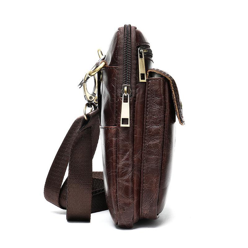 Leather Casual Solid Color Retro Crossbody Bag Shoulder Bag For Men