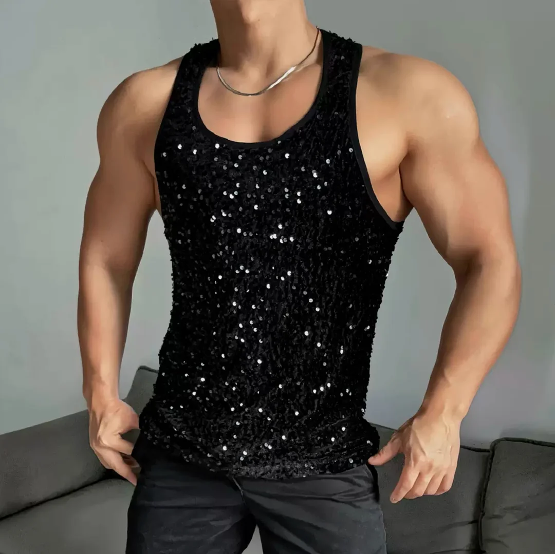 Men's Sequin Tank Top-inspireuse