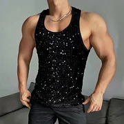 Men's Sequin Sleeveless Tank Top Lixishop 