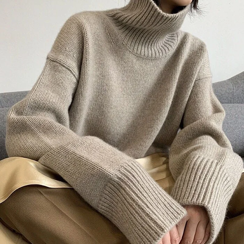 Uveng Thick Turtleneck Sweater Women Loose Casual Pullover Women Winter Vinatge Cashmere Sweater Tops Jumper Truien Dames 23524
