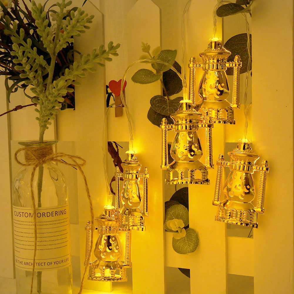 

10 LED Metallic Kerosene Lantern Ramadan-Curtain String Night Light, 501 Original
