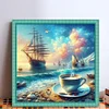 Coffee Sailboat-11CT Stamped Cross Stitch 40*40cm/15.75*15.75in tapestrymarket