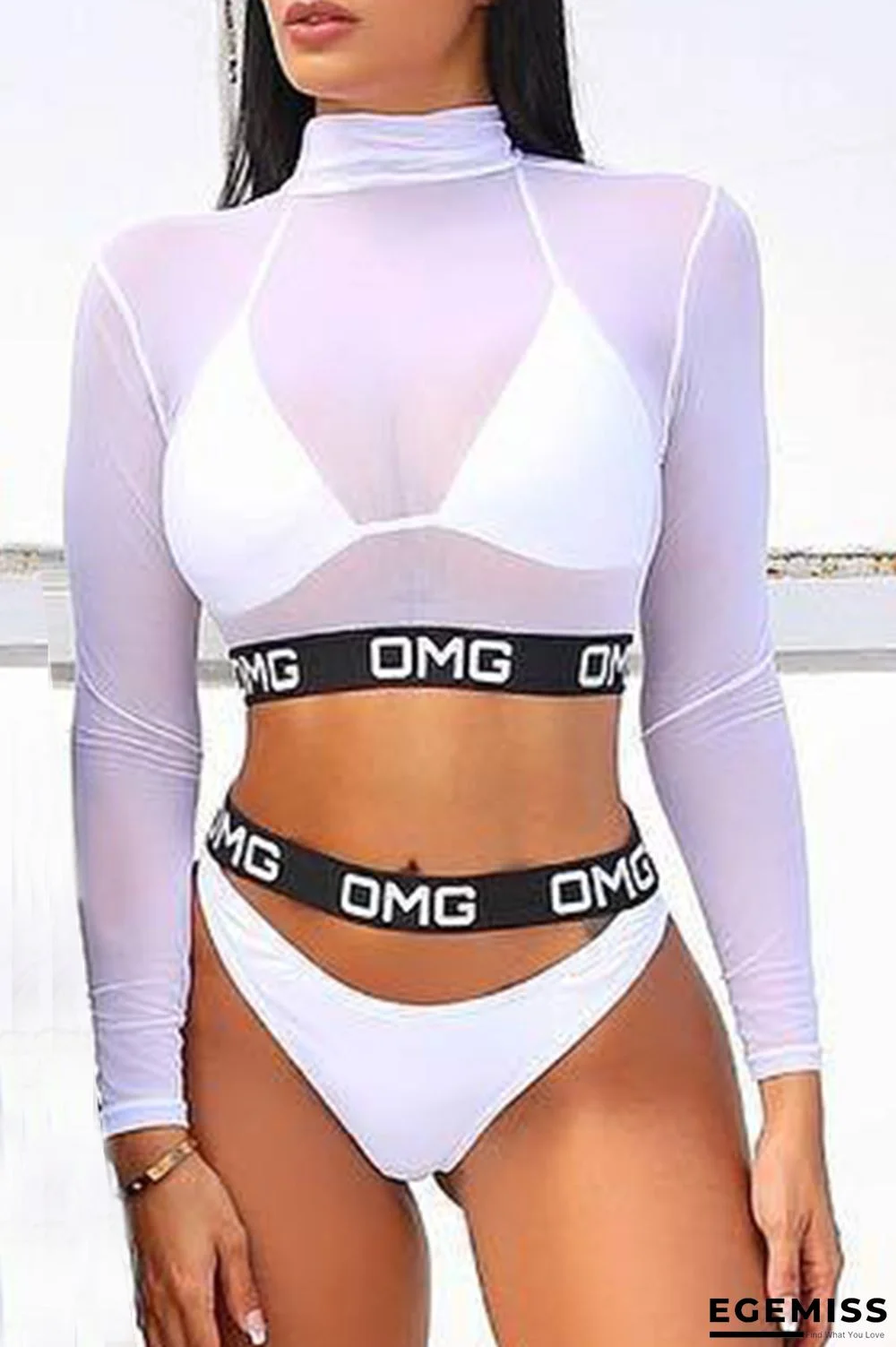 White Sexy Hollowed-out Two-piece Swimwears(With Bra) | EGEMISS