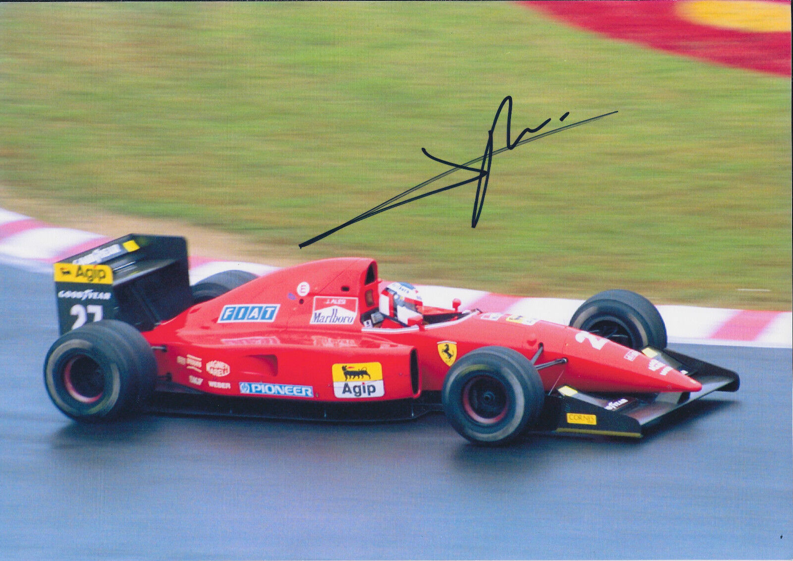 Jean ALESI SIGNED FERRARI F1 Autograph 12x8 Photo Poster painting AFTAL COA French Racing Driver