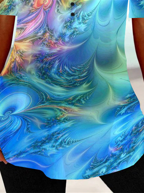 Women Half Sleeve V-neck Solid Color Dress