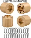 AMK 4pcs Brass Wheel Weights 22mm Wheel Hex Hub Widen Adapter for 1/10 RC Crawler 1.9in/2.2in Wheels Rim Axial SCX10 TRX4 Counterweight