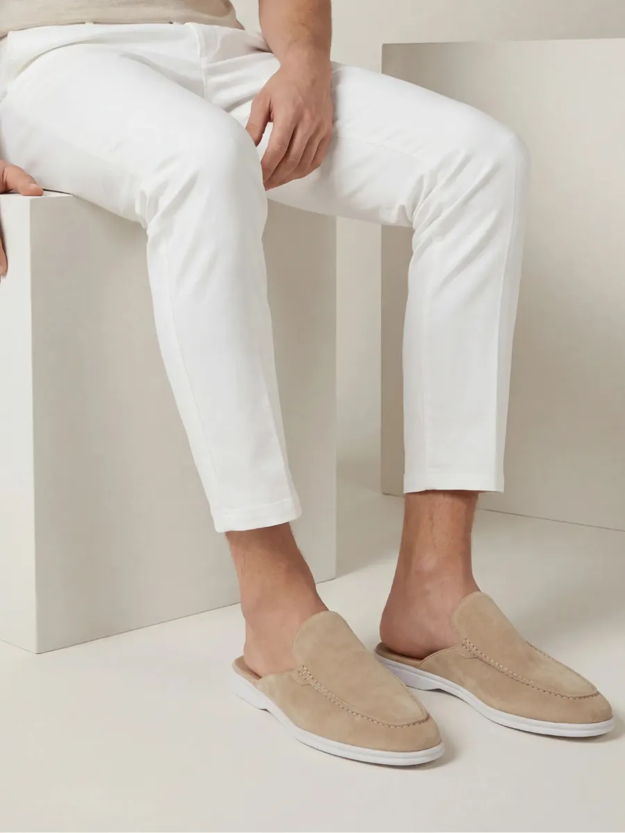 Men's Leather Slip-On Mules &ndash; Yacht Loafers &ndash; Beige &ndash; view 2