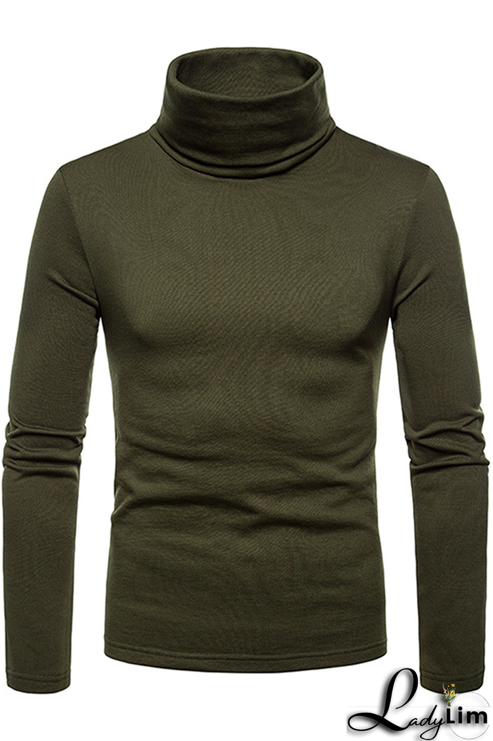 Navy Blue Fashion Casual Solid Split Joint Basic Turtleneck Tops