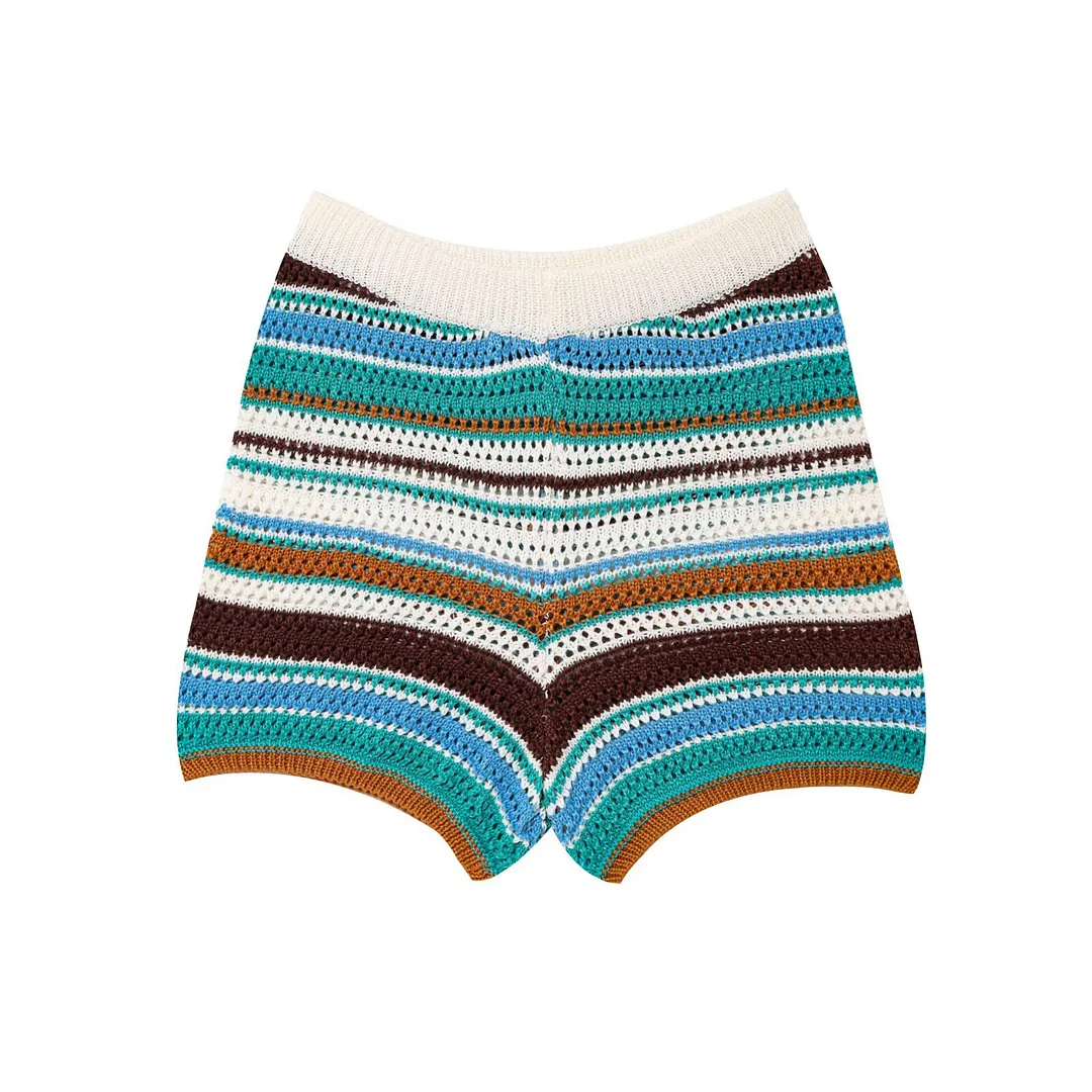 Nigikala Nigikala 2025 New Crochet POLO Shirt Knitted Knitted Blouse Shorts Set B62049