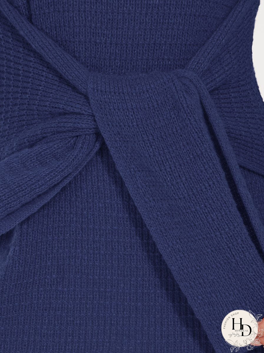 Fishtail Silhouette Sweater Dress With Belt