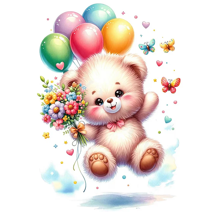 Birthday Bear 30*30CM (Canvas) Full Round Drill Diamond Painting gbfke