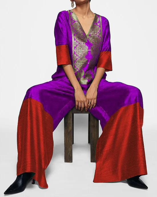 V-neck satin jumpsuit