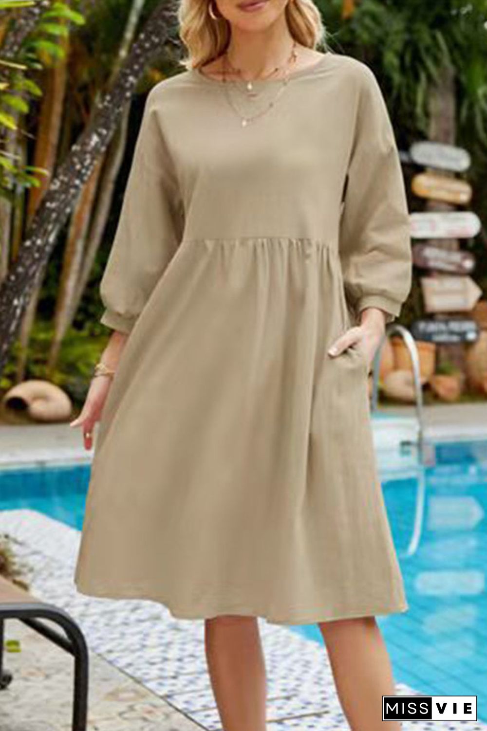Casual Simplicity Solid Solid Color O Neck A Line Dresses