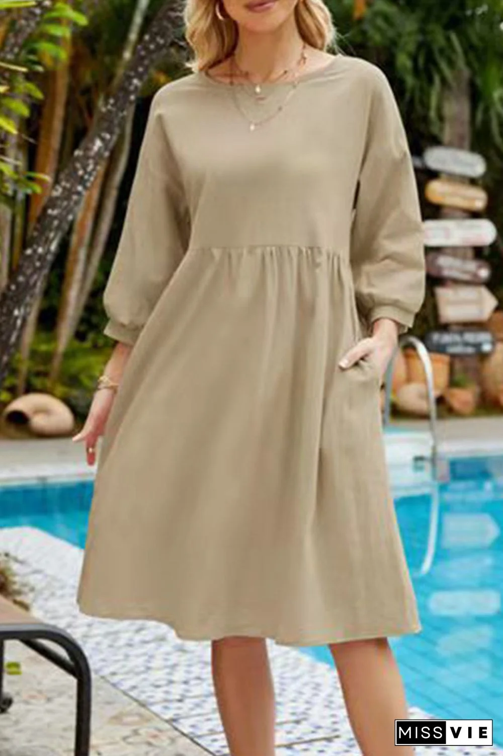 Casual Simplicity Solid Solid Color O Neck A Line Dresses