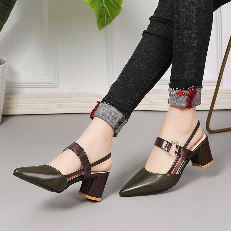 2022 Sandals Women's Summer New Pointy Chunky Sandals Large Size Women's Fashion Woman Shoes Sandals Women 2020 - Shop Trendy Women's Fashion | TeeYours