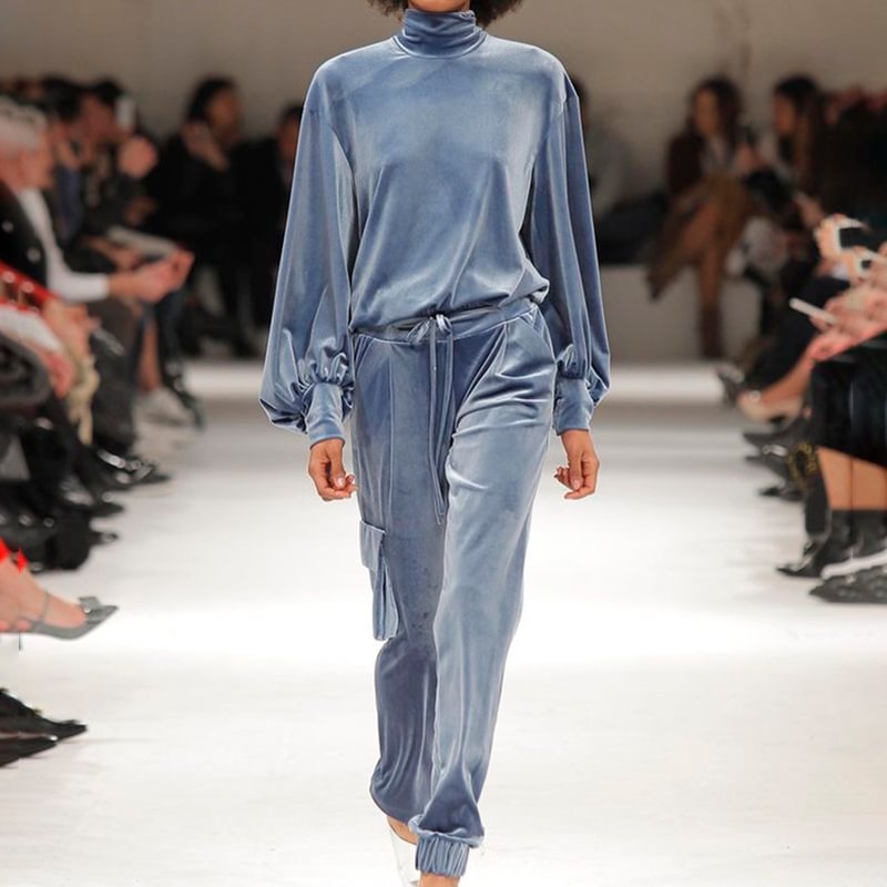 Velvet Stand Collar Sports Wind Suit