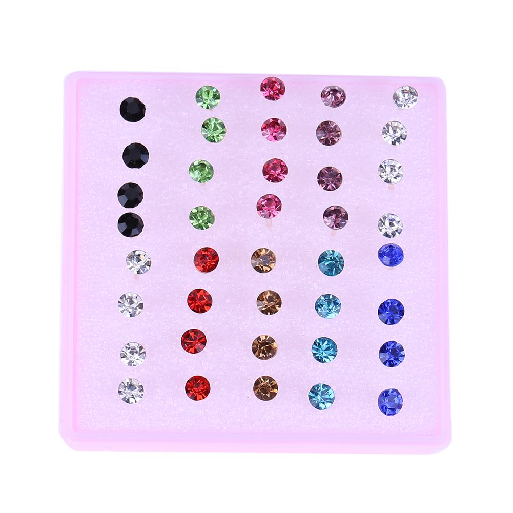 

20Pairs Women Cute Round Plastic Rhinestone Pin Earring Ear Studs, 2.5mm, 501 Original