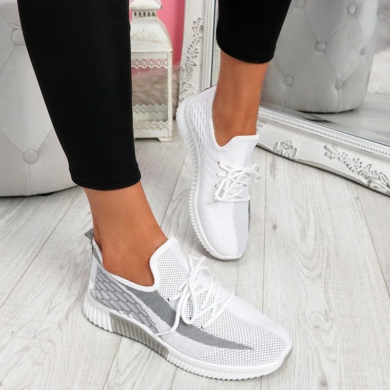 2021 New Women Sport Shoes Mesh Sneakers Female Lace Up Shoes Women's Round Toe Low Heels Ladies Comfortable Casual Flats Shoes