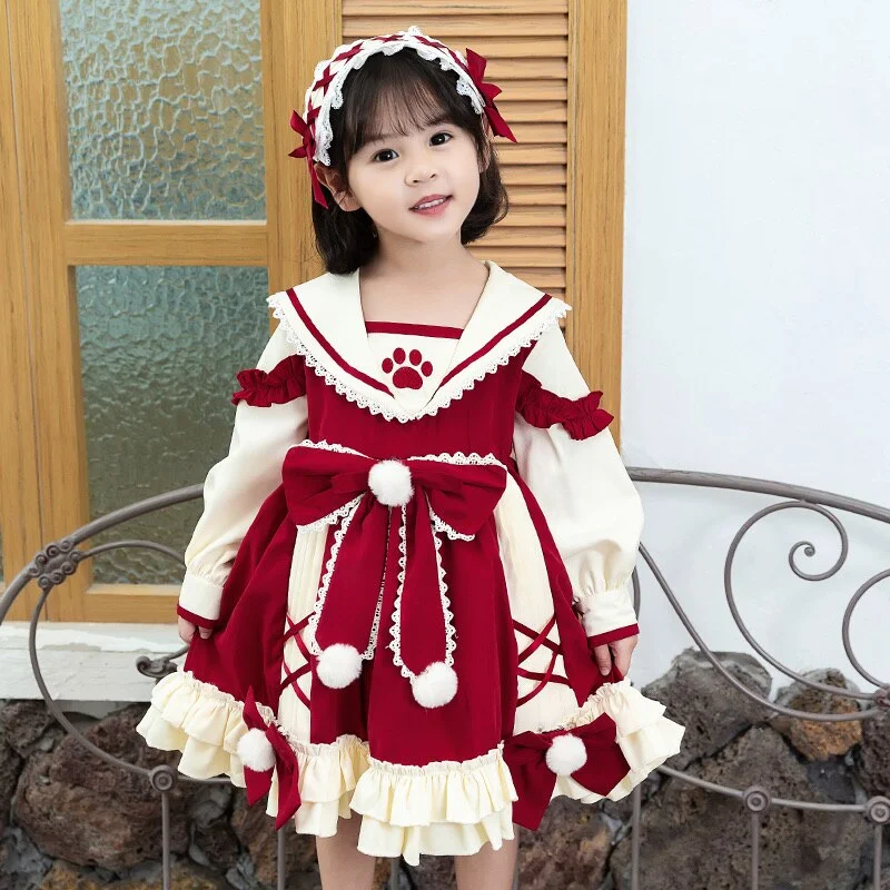 Princess Christmas Girl Dress 2021 Wedding Birthday Lolita Dress for Baby Kids Dresses Children's Costume Infant Party Dress