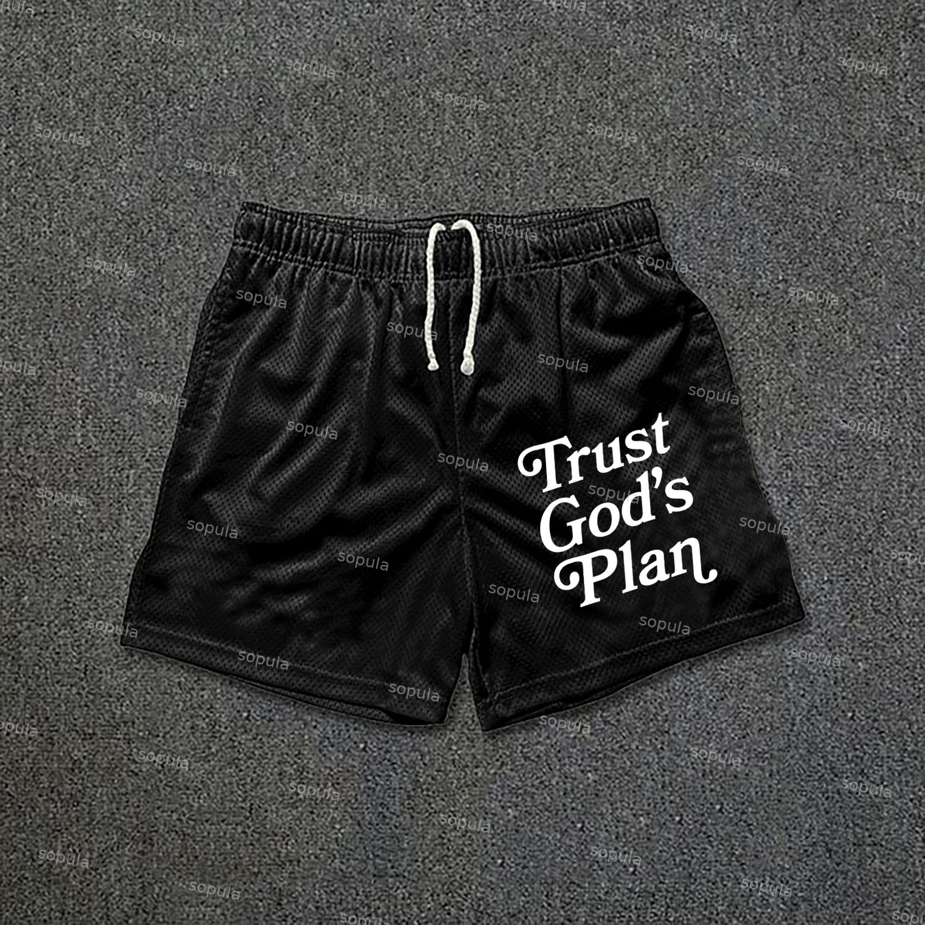 Sopula Men's Street Trust God's Plan Mesh Drawstring Shorts - Sopula｜Premium Graphic Tees & Graphic Clothing